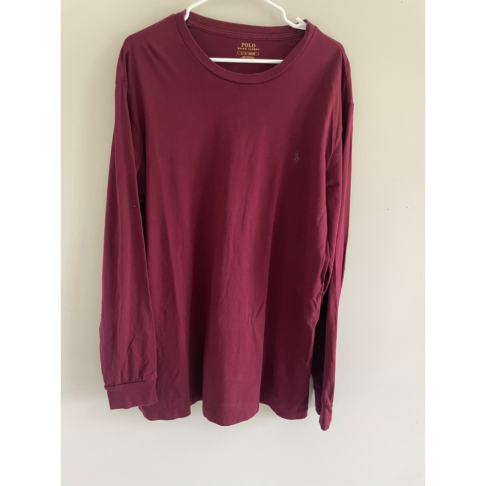 Polo Ralph Lauren Mens LT Burgundy Maroon Long Sleeve Pony Logo T-Shirt Tall